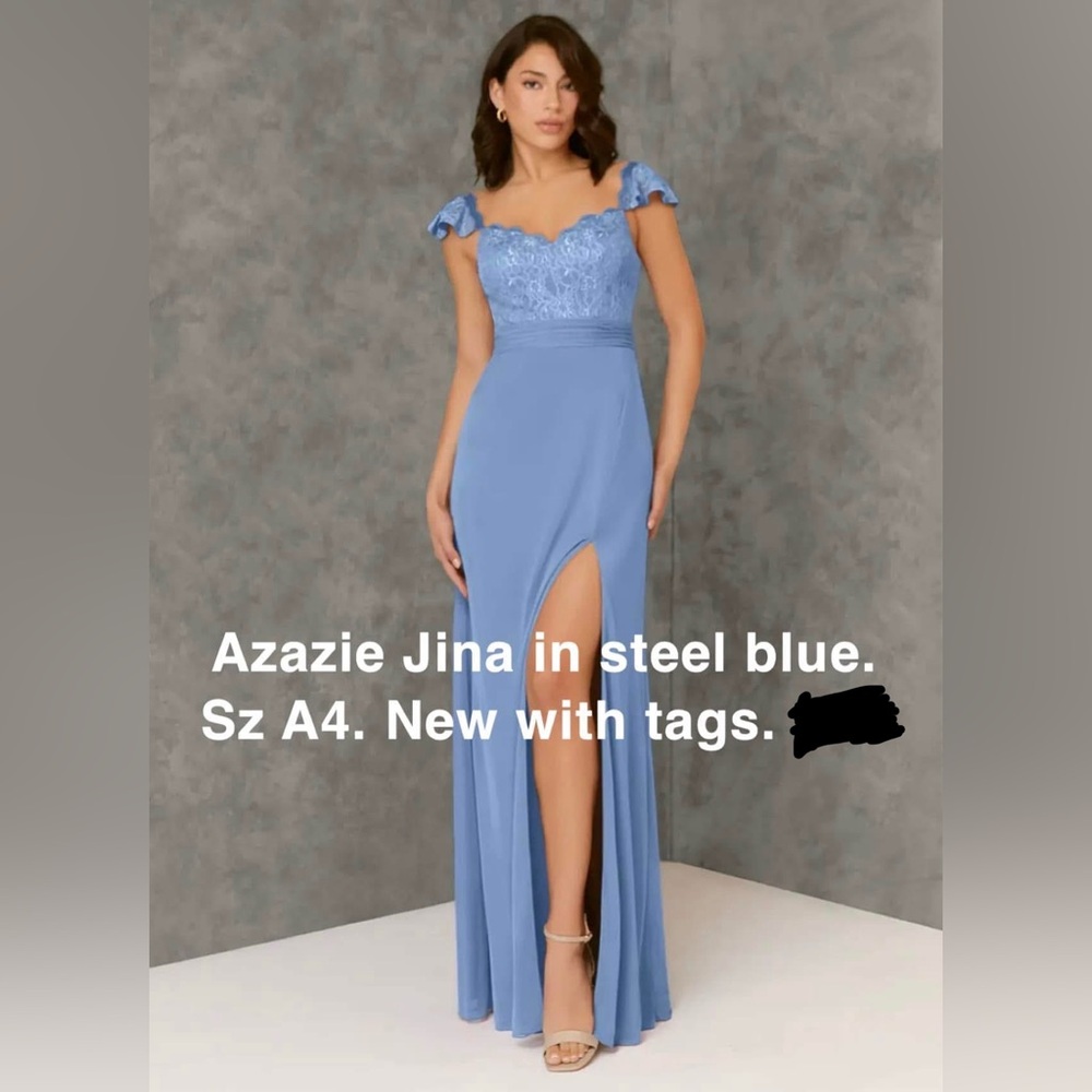 Azazie Jina lace top vneck maxi dress / formal wedding guest mother of NWT A4